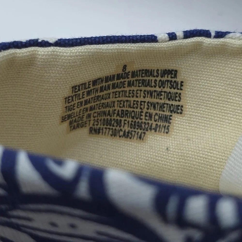 LILLY PULITZER Upstream Fish Gold Cap Toe Espadrille Women's 8 Blue White Canvas